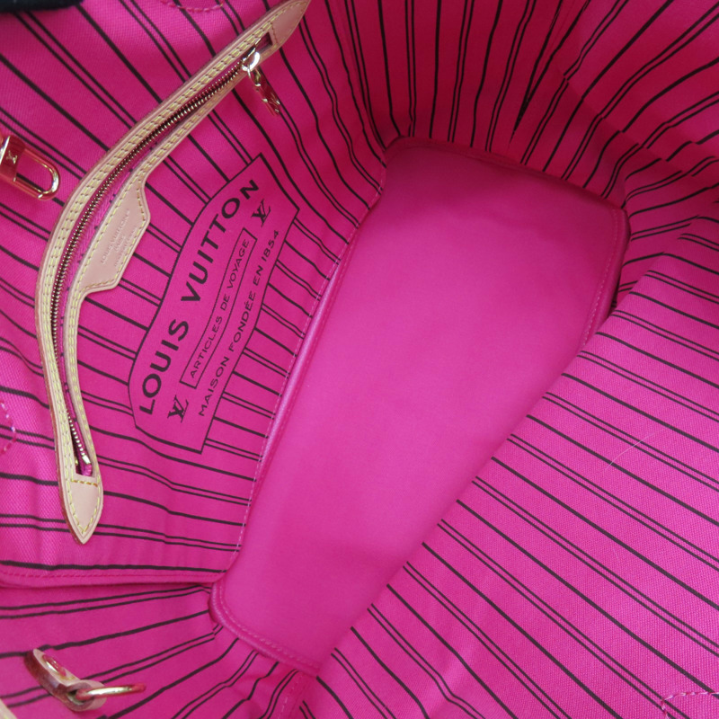 棕色 原花帆布 Neverfull MM Inside Out Stripe 托特包【LOUIS VUITTON LV 路易威登】 M12707-4