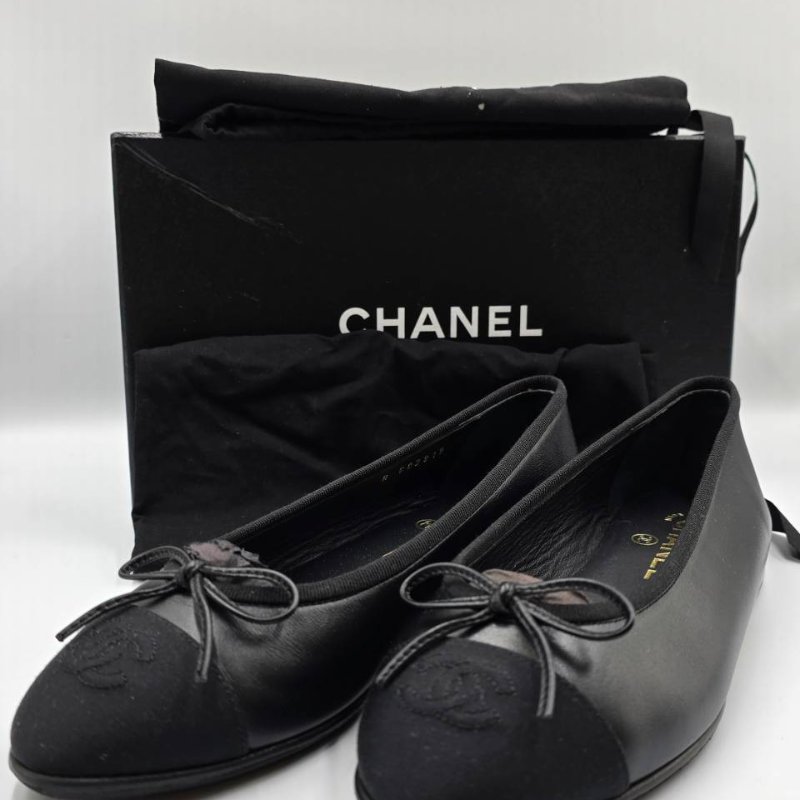 【舊愛新歡】CHANEL 黑色芭蕾舞娃娃鞋-L800081-0
