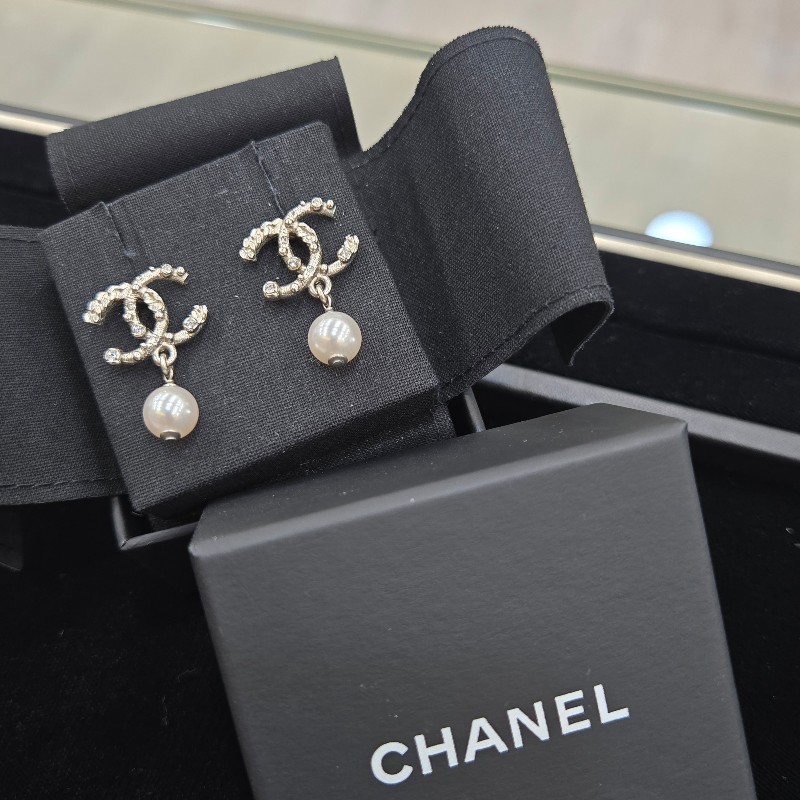 〔全配〕Chanel - 珍珠墜飾耳針式耳環-0