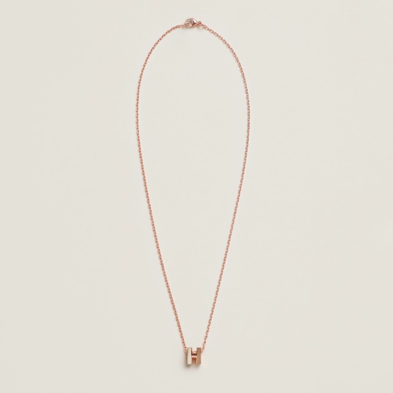 全新 HERMÈS 愛馬仕 Mini Pop H Rocabar 玫瑰金項鍊 Système 🤍 白拼奶茶-3