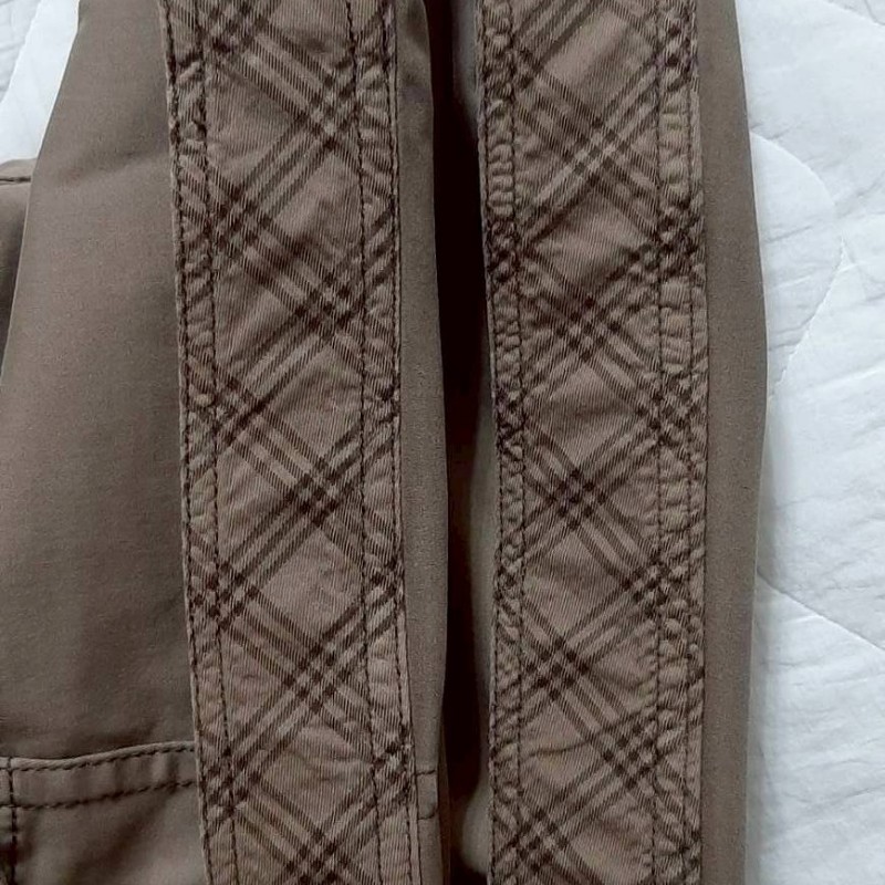 絕版BURBERRY 博柏利 BLUE LABEL 藍標 戰馬 皮革標 女棕色多口袋彈性休閒短褲36號-7