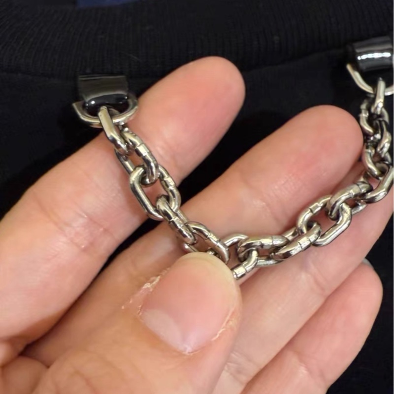 lv T恤 上衣 女生 xs 自用 吊牌還在 Louis Vuitton 印花T恤 鏈條上衣 經典款 1A84CO 黑色-3