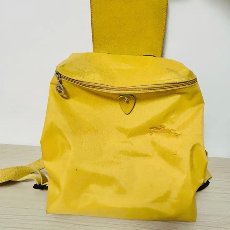 LONGCHAMP 後背包 Le Pliage Green 奔馬刺繡尼龍後背包 黃色-6