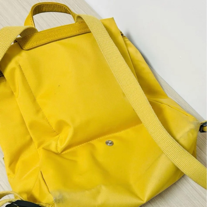 LONGCHAMP 後背包 Le Pliage Green 奔馬刺繡尼龍後背包 黃色-10