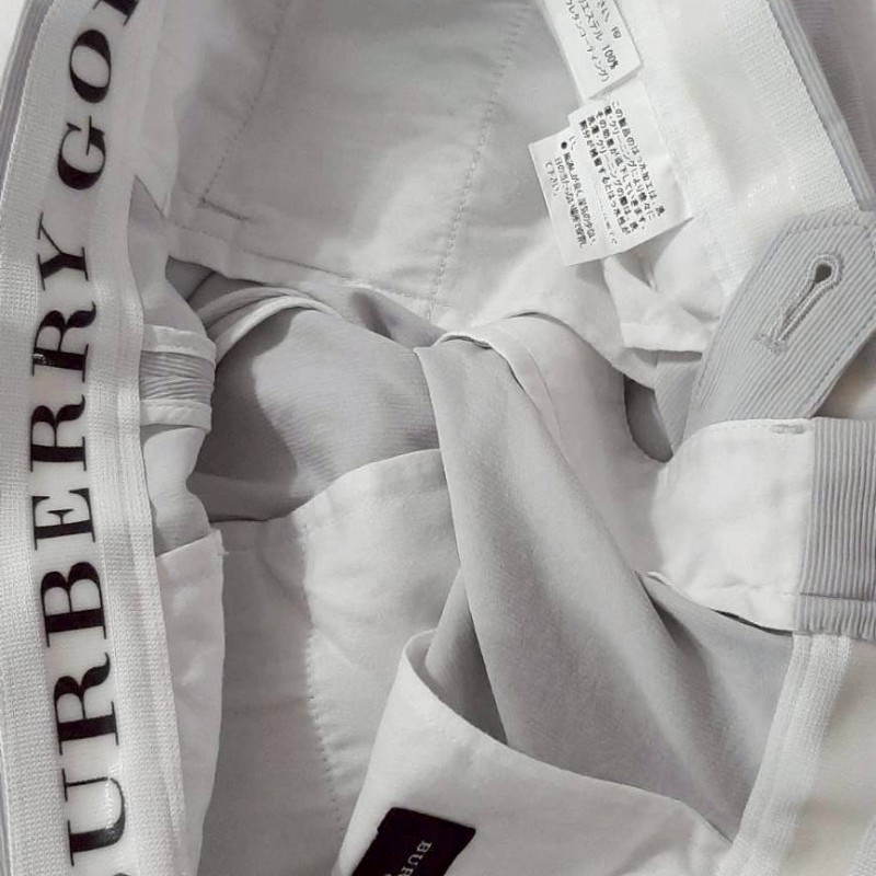 (日本製MIJ)BURBERRY 博柏利 GOLF 高爾夫球 男淺灰色細條紋輕薄款防水彈性休閒長褲88號-6