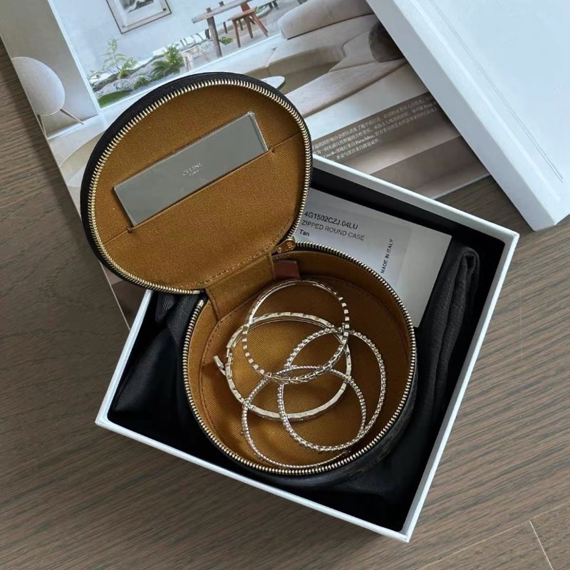 celine 老花圓餅包零錢包迷你首飾盒12×5cm 全新閒置配件塵袋盒子-3