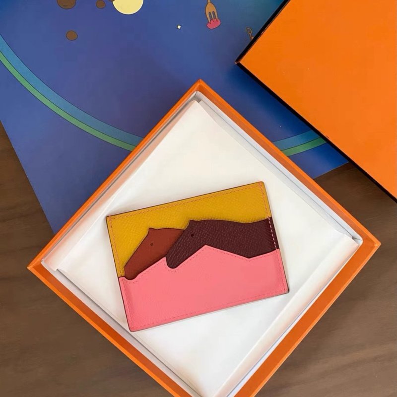 hermes 限量款彩虹多拼色雙馬頭卡包 10 x 7 99新-1