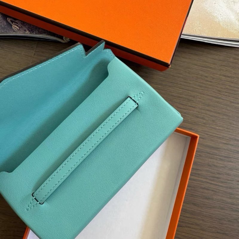 hermes  faco馬卡龍藍 零錢卡包14×8×1.3 99新配件盒子-1