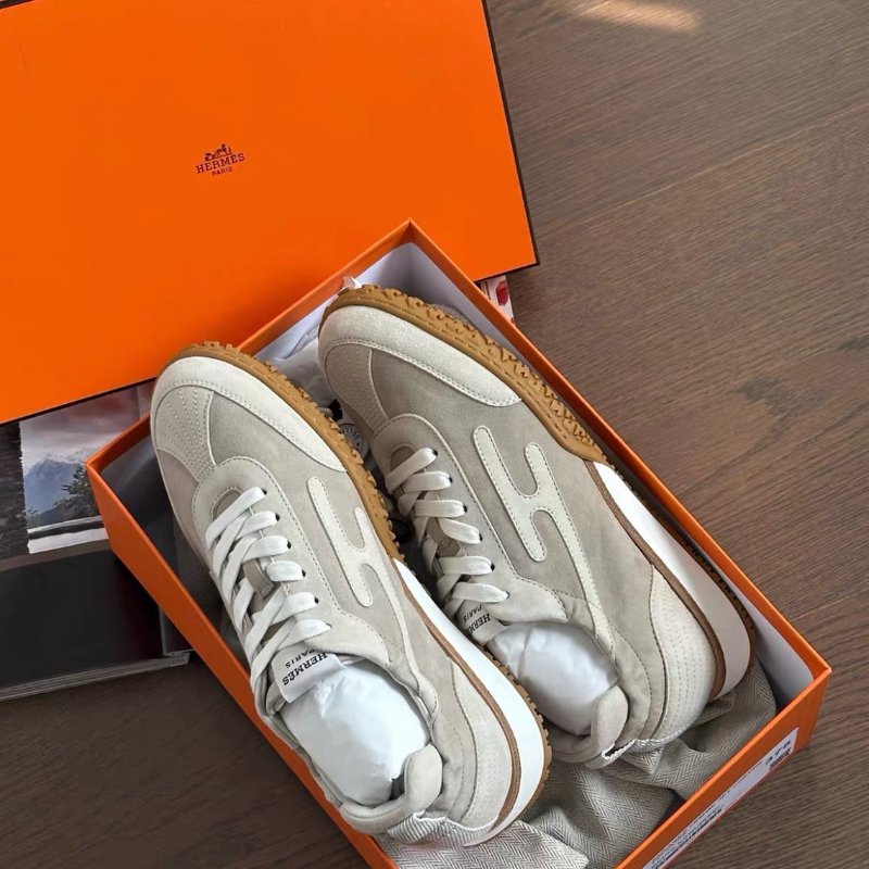 hermes卡其米色jet運動鞋37.5 全新閒置配件塵袋盒子-3