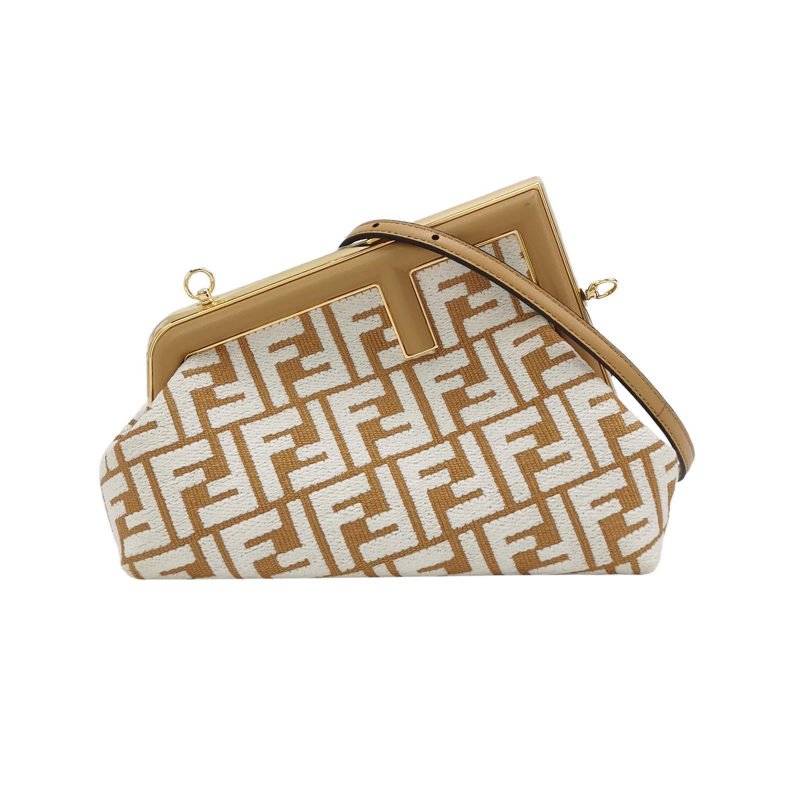 Fendi First 小號 羊皮 雙F 老花 斜背包 單肩包-0