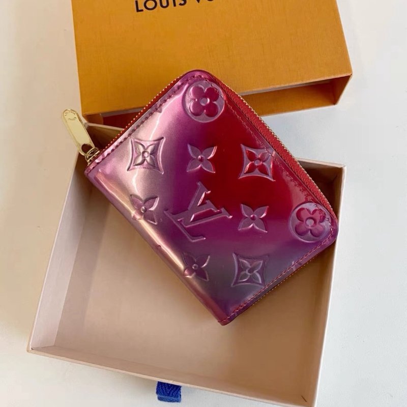 lv 鐳射老花漆皮漸變壓花拉鍊零錢包11*8.5*2 全新配件盒子-4
