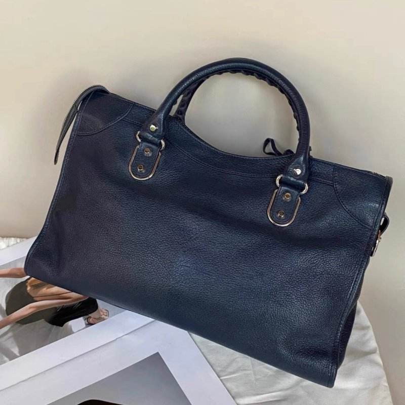 balenciaga 深海藍銀扣中號city機車包 38.5*24*13.5 99新配件塵袋鏡子-3