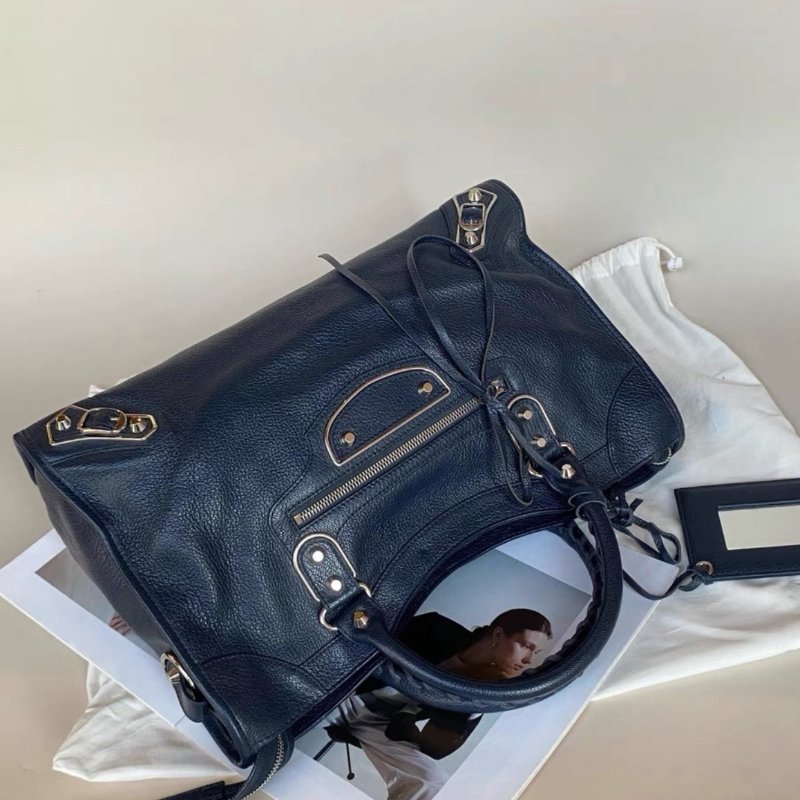 balenciaga深海藍銀扣中號city機車包 38.5*24*13.5 99新配件塵袋鏡子-1