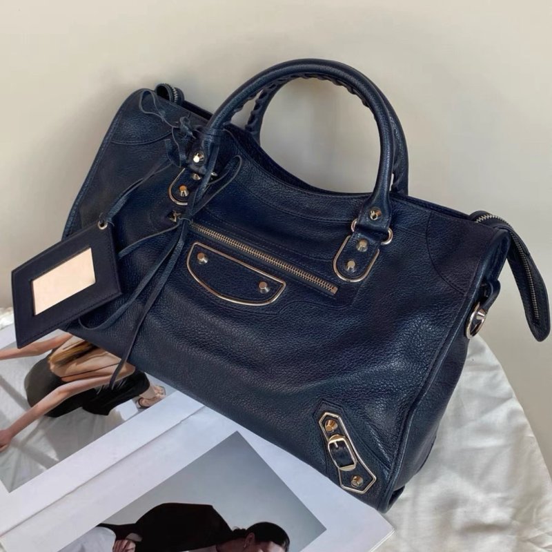 balenciaga深海藍銀扣中號city機車包 38.5*24*13.5 99新配件塵袋鏡子-2