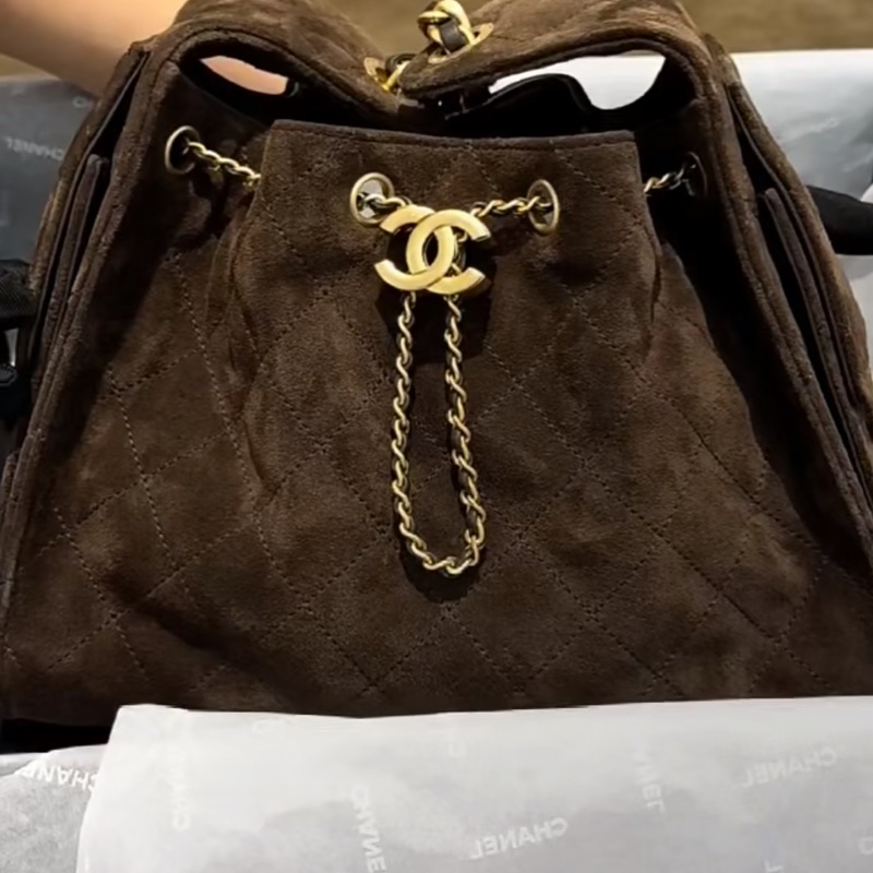 Chanel香奈兒25K秋冬深咖色麂皮25bag小號限定限定-0
