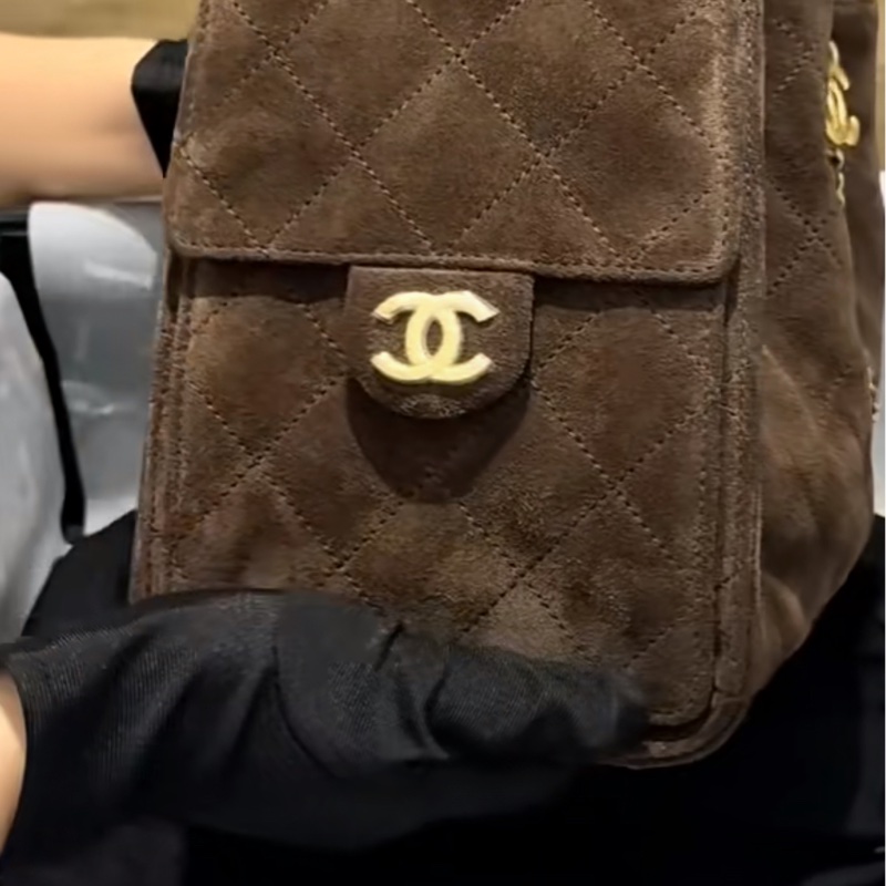 Chanel香奈兒25K秋冬深咖色麂皮25bag小號限定限定-2