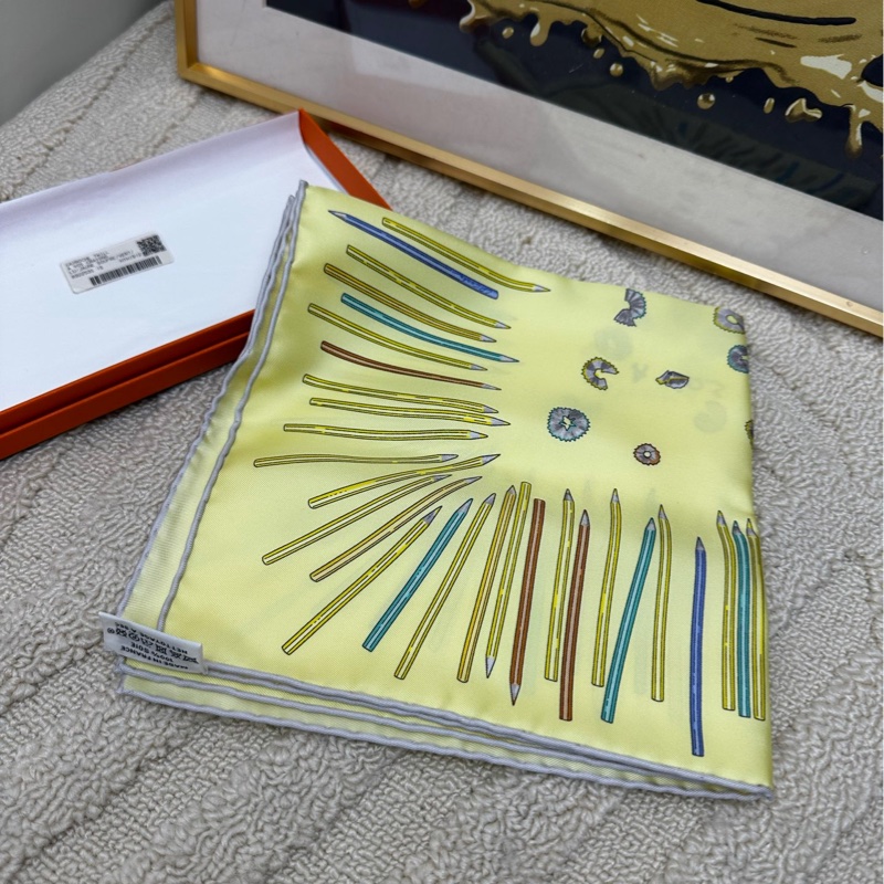 愛馬仕 Hermes 招財黃 繽紛鉛筆 絲巾twilly-0