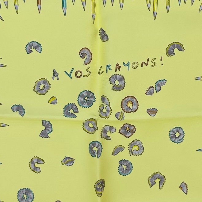 愛馬仕 Hermes 招財黃 繽紛鉛筆 絲巾twilly-6