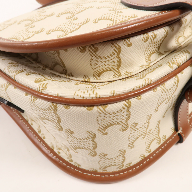 CELINE 塗層帆布Folco金扣肩背袋-8