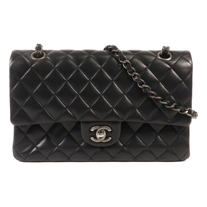 CHANEL 羊皮皮革Classic 25銀扣鏈帶肩背袋-0
