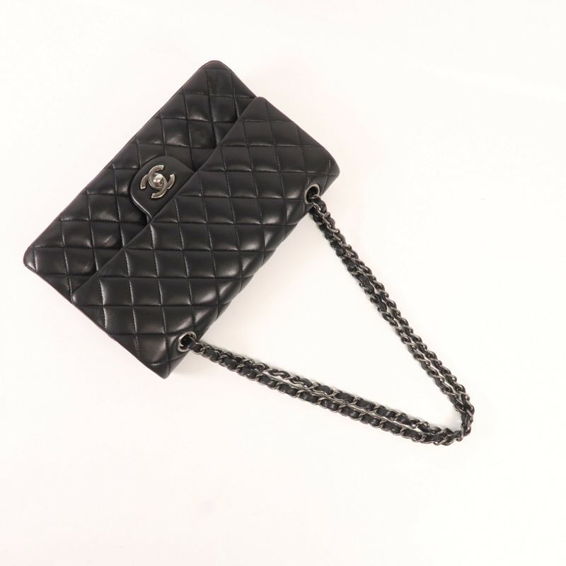 CHANEL 羊皮皮革Classic 25銀扣鏈帶肩背袋-8