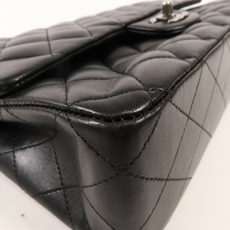 CHANEL 羊皮皮革Classic 25銀扣鏈帶肩背袋-10