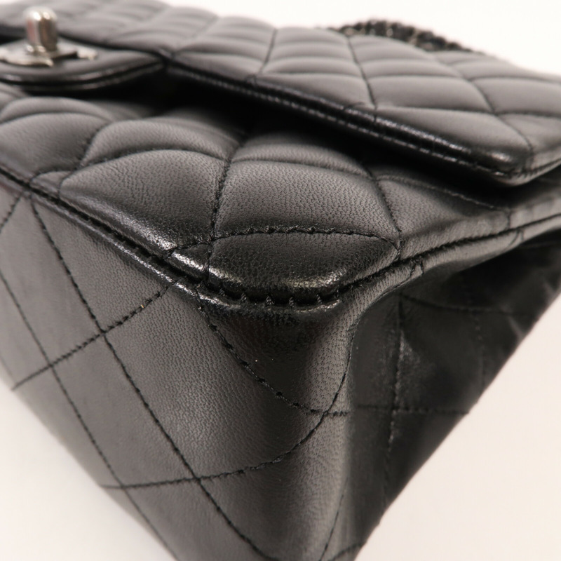 CHANEL 羊皮皮革Classic 25銀扣鏈帶肩背袋-11