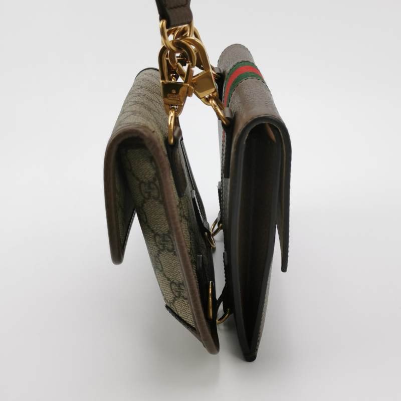 Gucci Neo Vintage 牛皮 帆布 GG 老花 虎頭 Logo 皮標 子母包 斜背包-4