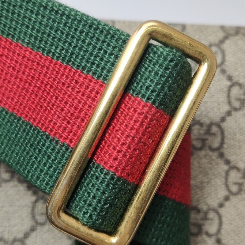 Gucci Neo Vintage 牛皮 帆布 GG 老花 虎頭 Logo 皮標 子母包 斜背包-15