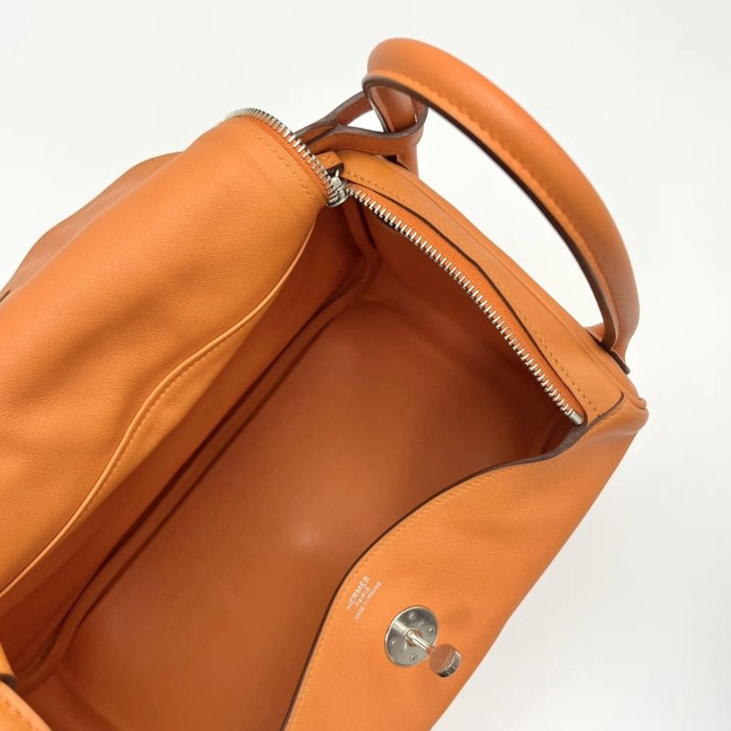 HERMES 經典橙銀扣Lindy30手提肩背包30*19*16 98新 配件塵袋-1