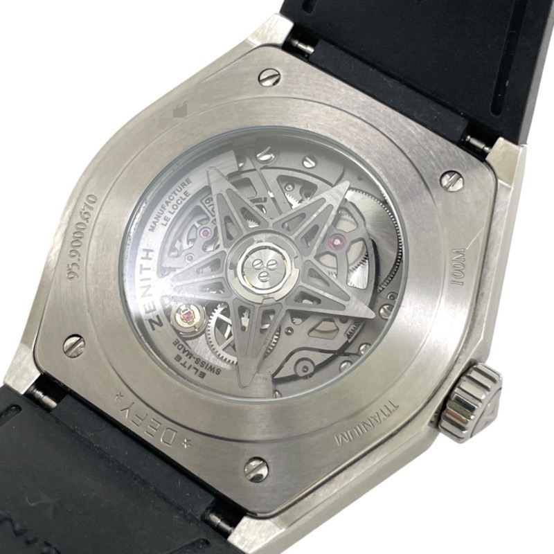 Zenith Defy Classic 95.9000.670 78.R782 男士鈦金屬自動鏤空腕錶,搭配橡膠錶帶-7
