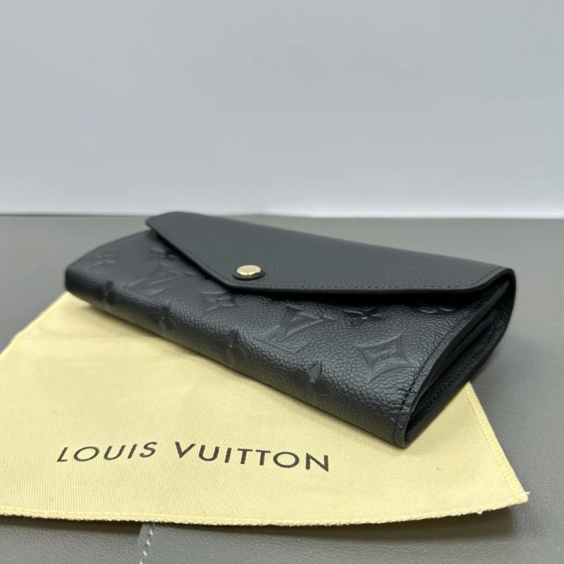 LV Sarah黑金牛皮壓花長款錢包19*10.5*2 98新配件盒子塵袋-1