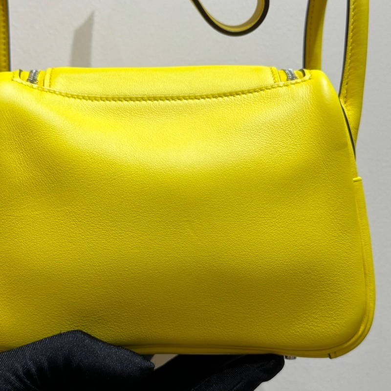愛馬仕 Hermes mini lindy 那不勒斯黃銀扣 swift皮 u刻 手袋 斜挎包-7