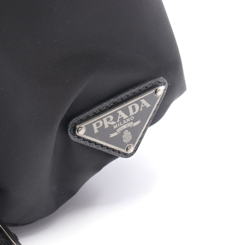 PRADA 背包 2VZ135 尼龍十字紋皮革 黑色海軍藍 二手男款-4