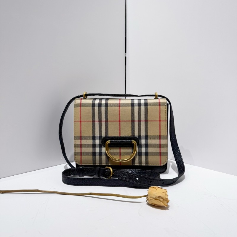 Burberry 經典格紋 馬鞍包 帆布拼皮 肩背斜背包-0