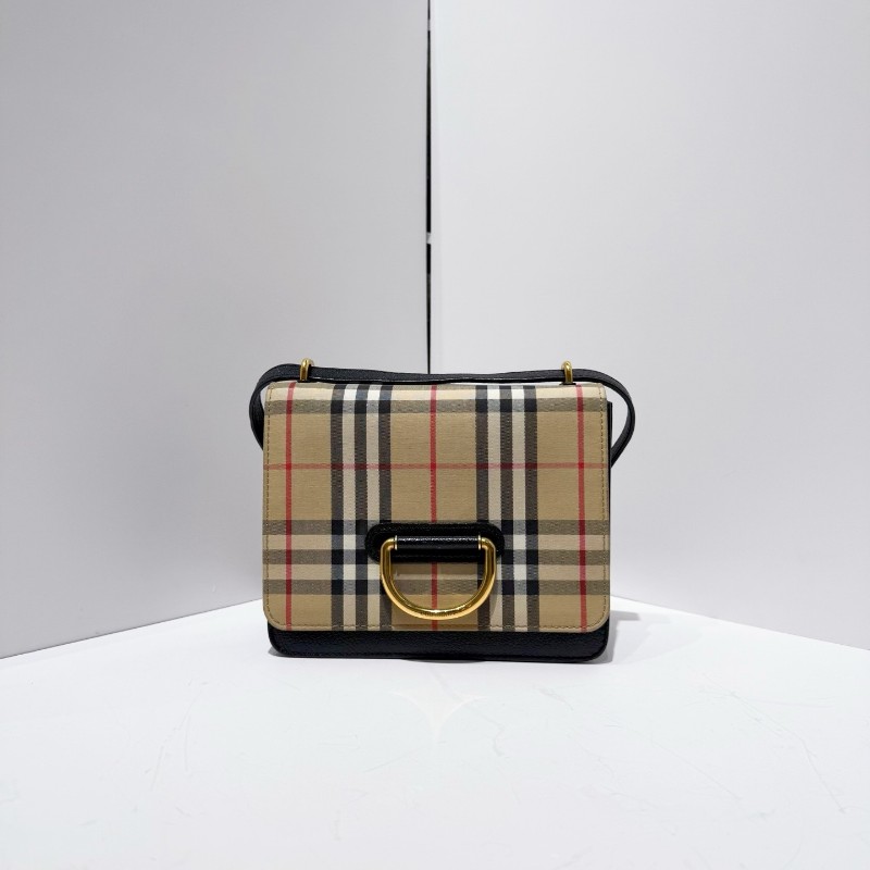 Burberry 經典格紋 馬鞍包 帆布拼皮 肩背斜背包-1