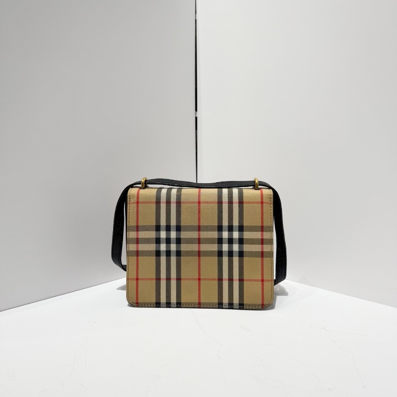 Burberry 經典格紋 馬鞍包 帆布拼皮 肩背斜背包-2