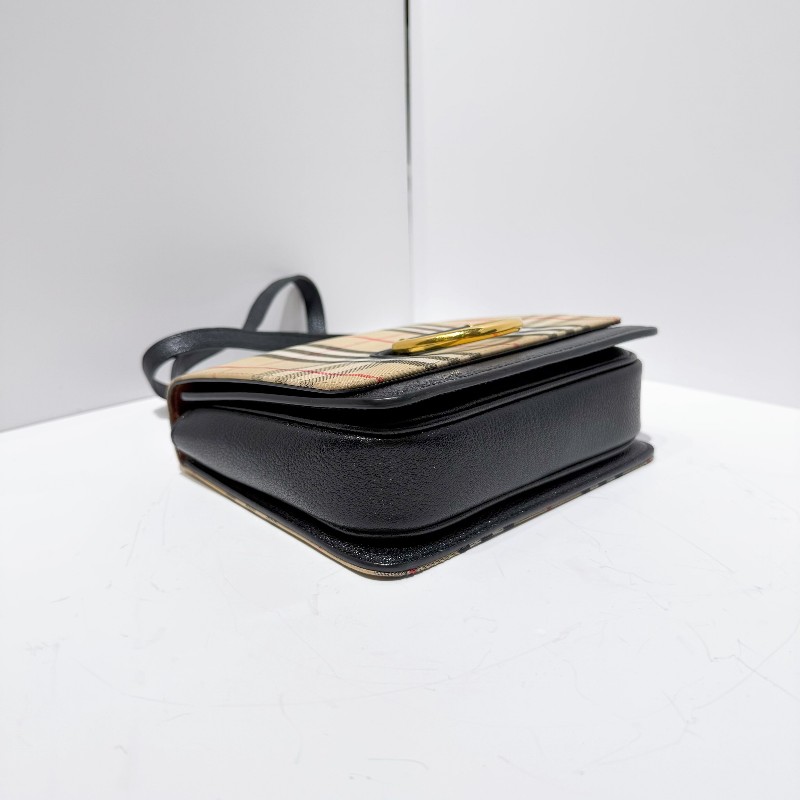 Burberry 經典格紋 馬鞍包 帆布拼皮 肩背斜背包-6