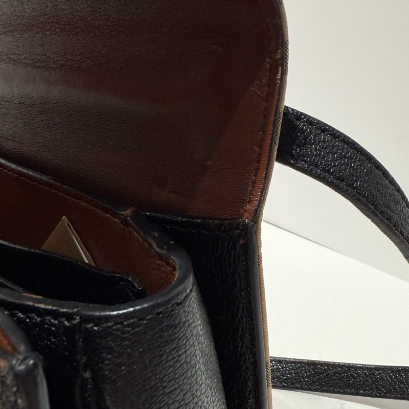 Burberry 經典格紋 馬鞍包 帆布拼皮 肩背斜背包-11