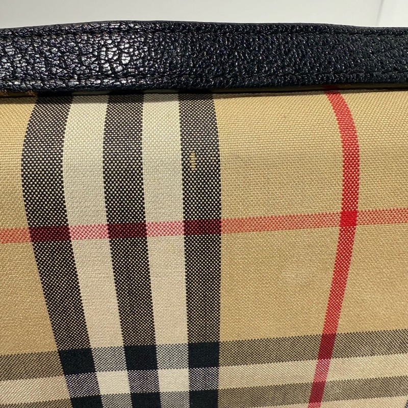 Burberry 經典格紋 馬鞍包 帆布拼皮 肩背斜背包-15