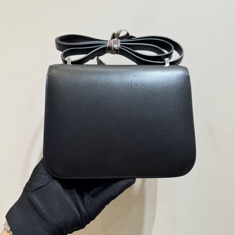 愛馬仕Hermes constance康康19 黑銀蜥蜴扣 斜挎包 單肩包-3
