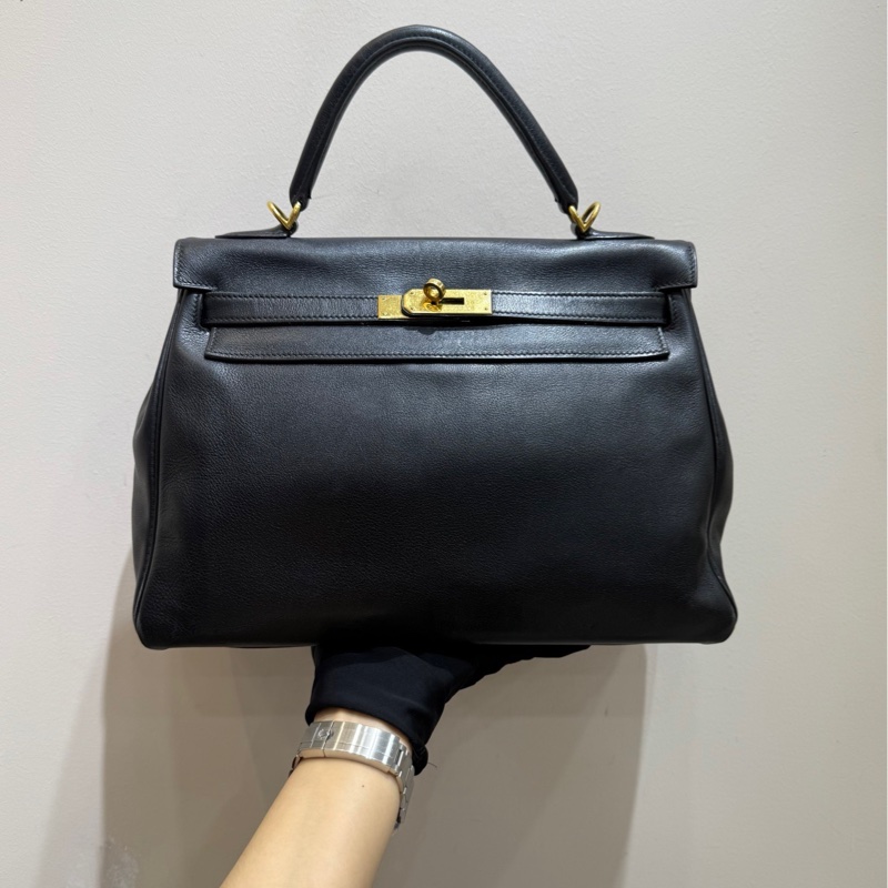 愛馬仕 Hermes kelly32 黑色金扣 手袋 斜挎袋-2