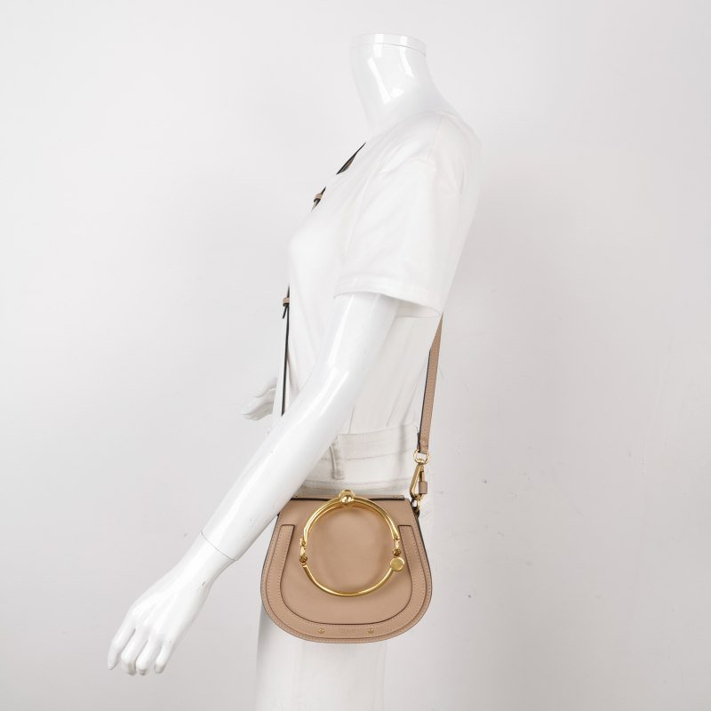 Chloe Nile 小號 牛皮 翻毛皮 純色 圓環 手柄 斜背包 單肩包-1