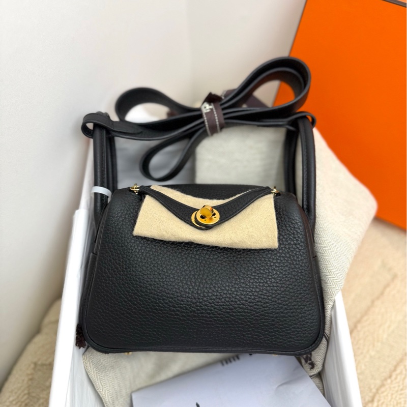 愛馬仕 Hermes mini lindy黑色金扣 手袋 斜挎包-1