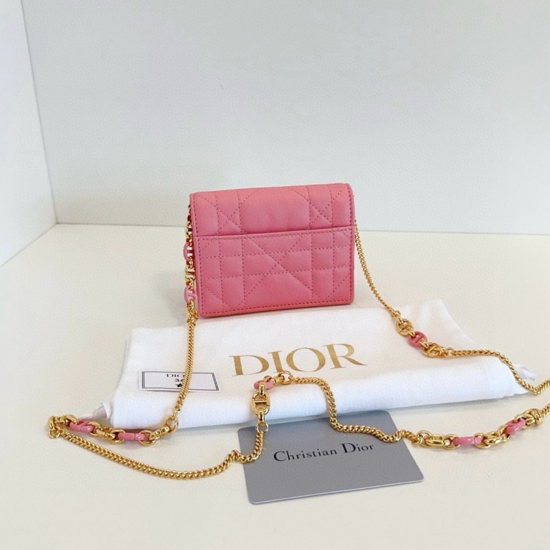 Dior迪奧 miss Caro mini鏈條小包 經典藤格紋 糖果粉色金扣💕尺寸12*9*4-4