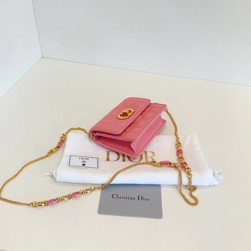 Dior迪奧 miss Caro mini鏈條小包 經典藤格紋 糖果粉色金扣💕尺寸12*9*4-7