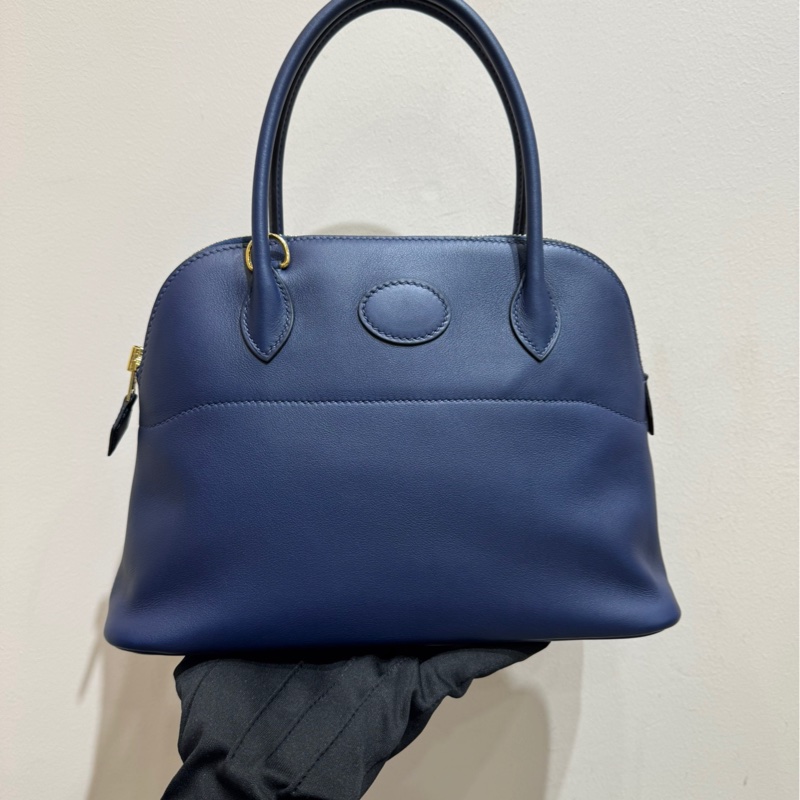 愛馬仕 Hermes bolide27 保齡球7U海軍藍金扣 手袋 斜挎包-2