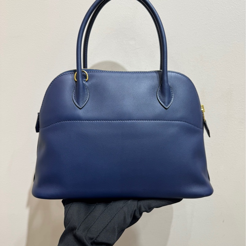 愛馬仕 Hermes bolide27 保齡球7U海軍藍金扣 手袋 斜挎包-3