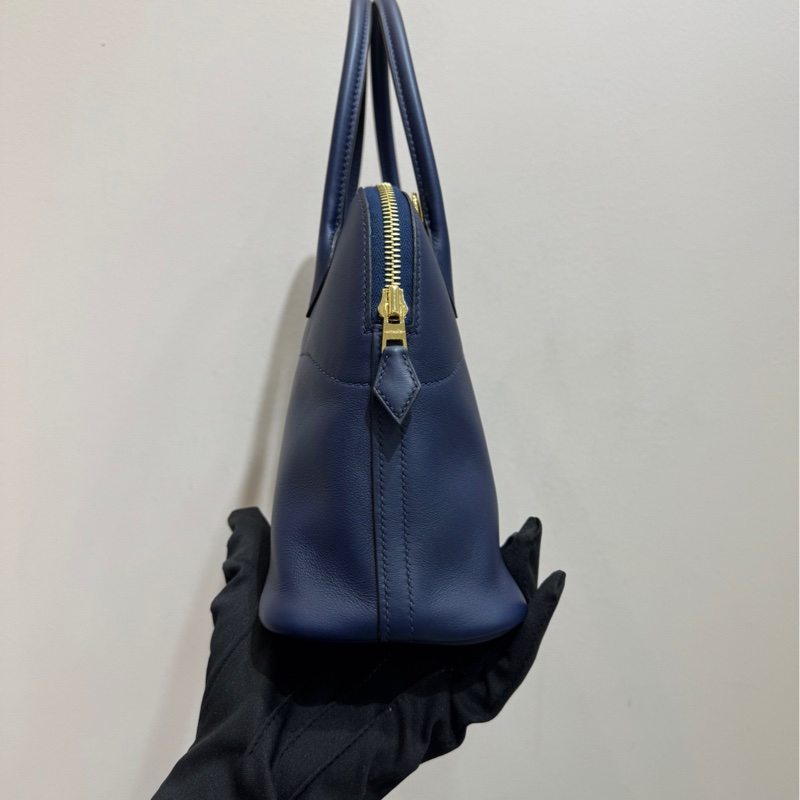 愛馬仕 Hermes bolide27 保齡球7U海軍藍金扣 手袋 斜挎包-5
