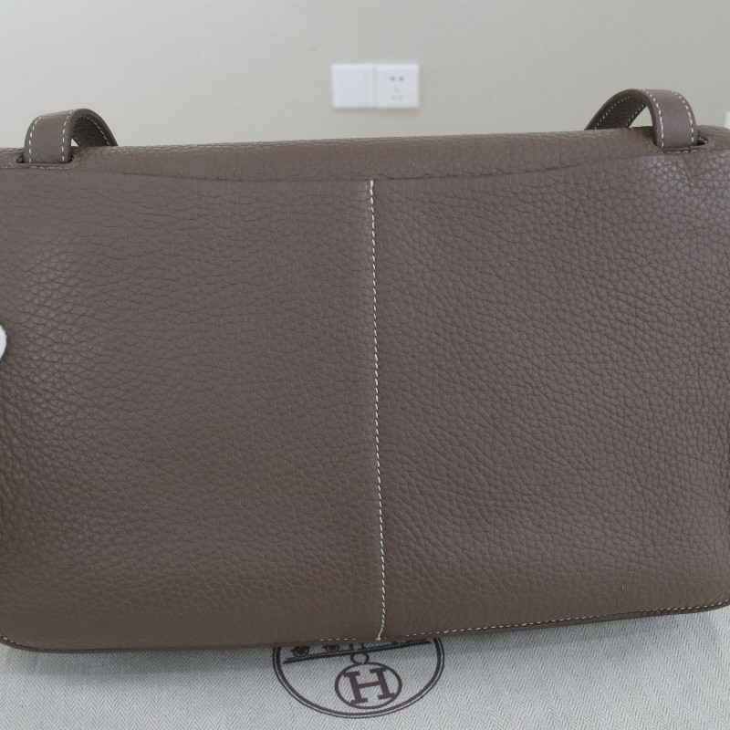 Hermes愛馬仕 Halzan 31 大象灰金扣 tc拼s皮D刻 手提包肩背包-1